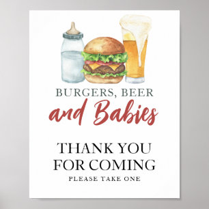 Burgers & Beers Baby Shower Danke fürs Kommen Poster