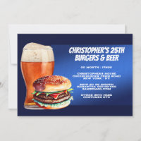 Burgers Bier Grillen grillend realistisch blau