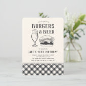 Burgers & Biere bei jeder Gelegenheit oder Geburts Einladung (Stehend Vorderseite)
