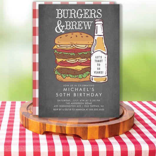 Burgers & Brew Barbecue Einladung zum Geburtstag