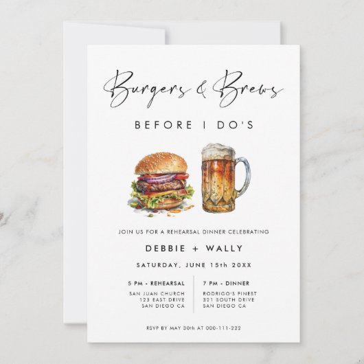 Burgers & Brews vor dem Probe-Dinner Einladung (Vorderseite)