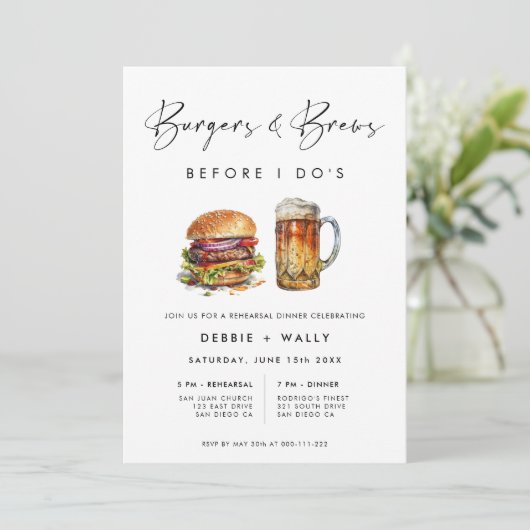 Burgers & Brews vor dem Probe-Dinner Einladung (Stehend Vorderseite)