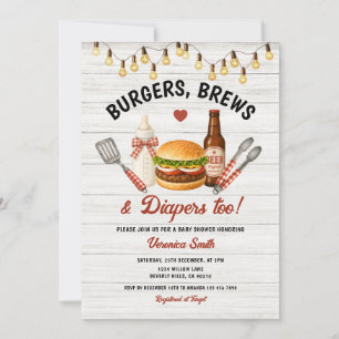 Burgers, Brews & Windeln zu Baby Shower BBQ Einladung
