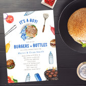 Burgers + Flaschen Cookout Boy Baby Dusche Einladung
