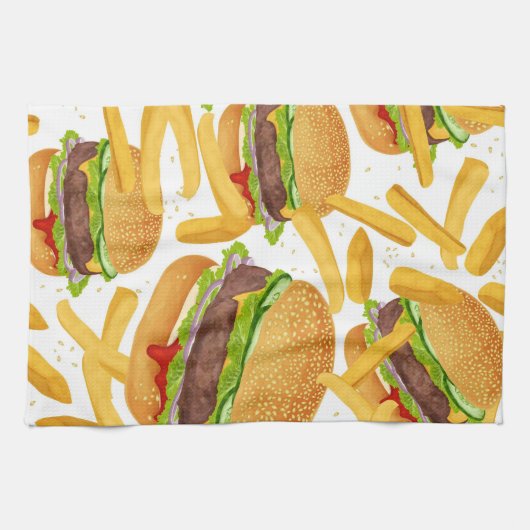 Burgers & Fries Geschirrtuch (Horizontal)