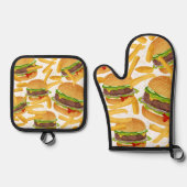 Burgers & Fries Ofenhandschuh & Topflappen-Set (Vorderseite)