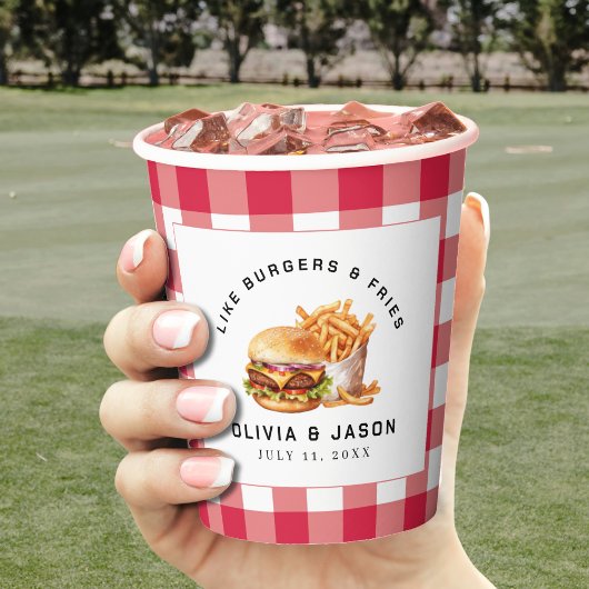 Burgers & Fries Picnic Polterabend Pappbecher
