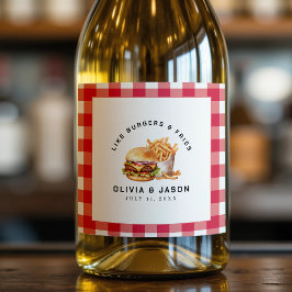 Burgers & Fries Picnic Polterabend Schaumweinetikett