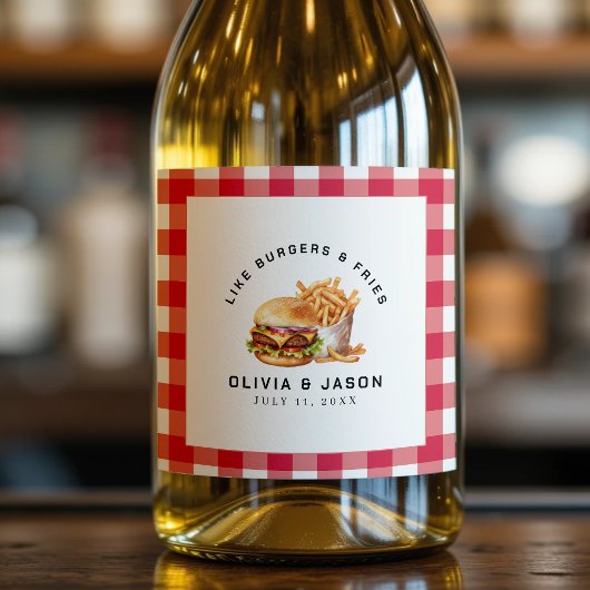 Burgers & Fries Picnic Polterabend Schaumweinetikett