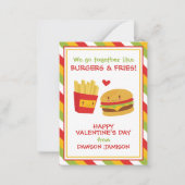 Burgers & Fries Valentine's Classroom Cards Mitteilungskarte (Vorderseite)