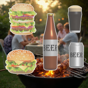 Burgers und Bieraufkleber, nach Maß geschnitten Aufkleber