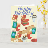 Burgers und Hotdogs Geburtkarte Karte (Gelbe Blume)