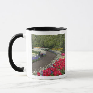 Bürgersteig durch Tulpen, Narzissen und Tasse