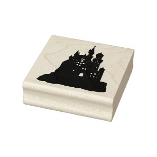 Burgfestung Silhouette Halloween Gummistempel
