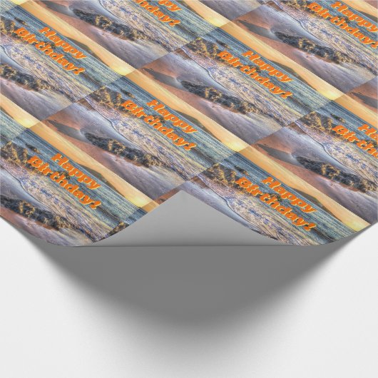 Burgh Island am Sundown, Happy Birthday Geschenkpapier (Ecke)