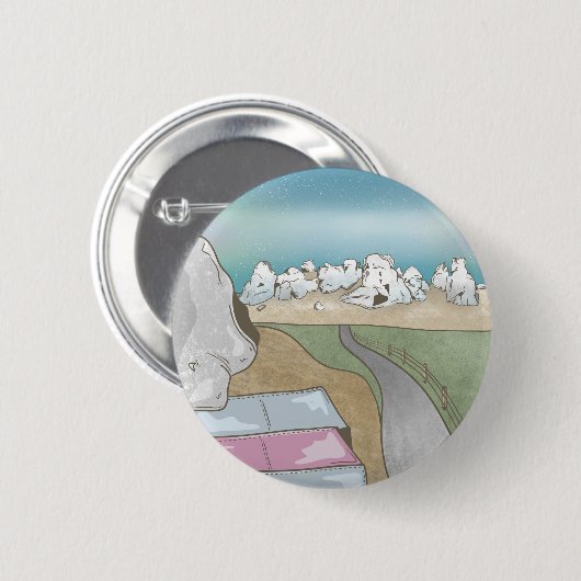 Burghügel boulding Neuseeland Button (Vorne & Hinten)