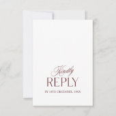 Burgindy & White Minimalist Wedding  RSVP Karte (Vorderseite)