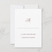 Burgindy & White Minimalist Wedding  RSVP Karte (Rückseite)