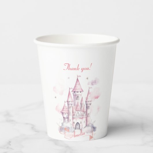 Burgkönigin 1. Geburtstag Party Pappbecher (Rückseite)