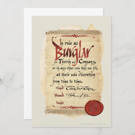 Burglar-Vertrag Einladung (Vorne/Hinten)