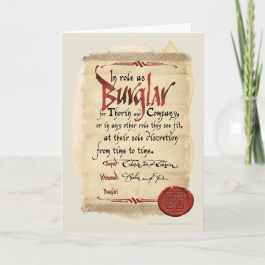 Burglar-Vertrag Karte (Vorderseite)