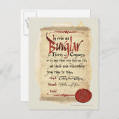 Burglar-Vertrag Postkarte (Vorne/Hinten)