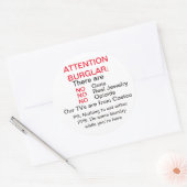 Burgler-Warnaufkleber witzig Runder Aufkleber (Umschlag)