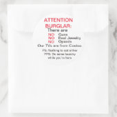 Burgler-Warnaufkleber witzig Runder Aufkleber (Tasche)