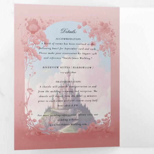 Burgmärchen-Buch Tri-Fold Wedding Dreifach Gefaltete Einladung (Innen Erste Seite)