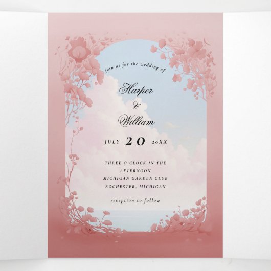 Burgmärchen-Buch Tri-Fold Wedding Dreifach Gefaltete Einladung (Innenseite Mitte)