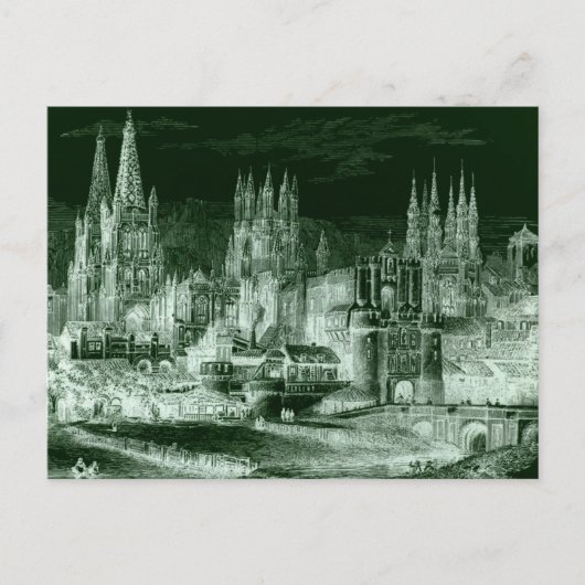 Burgos Cathedral Gothic Engraving Negative Vintage Postkarte (Vorderseite)