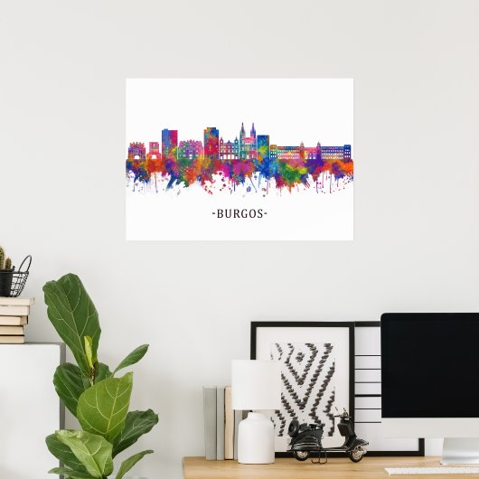 Burgos Spanien Skyline Poster (Heimbüro)
