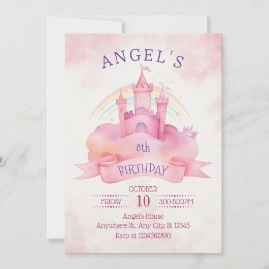 Burgprinzessin Einladung (Vorderseite)