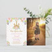 BurgPrinzessin Geburtstag Einladung mit Foto (Stehend Vorderseite)