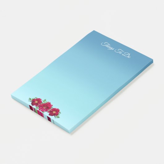 Burgudy-Blume zu Sky Blue-Themen Post-it Klebezettel (angewinkelt)