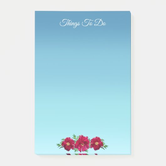 Burgudy-Blume zu Sky Blue-Themen Post-it Klebezettel (Vorderseite)