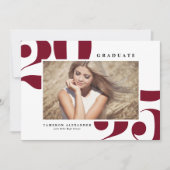 Burgund 2025 Fett Typografie Foto Abschluss Ankündigung (Vorderseite)