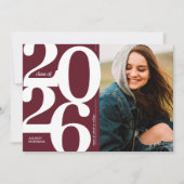 Burgund 2025 Foto Graduation Party Einladung (Vorderseite)