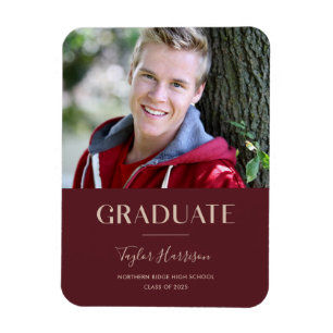 Burgund 2025 Graduate 1-Foto Grad Ankündigung Magnet