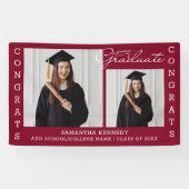 Burgund 2 Foto Collage Glückwunschs Grad 2023 Banner (Horizontal)