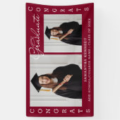 Burgund 2 Foto Collage Glückwunschs Grad 2023 Banner (Vertikal)