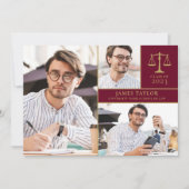 Burgund 3 Foto Law School Graduation Party Einladung (Vorderseite)