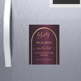 Burgund 60. Geburtstag Speichern Sie den Date-Magn Magnetkarte