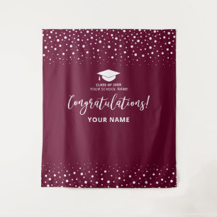 Burgund Abschieds Konfetti Gratulation Wandteppich