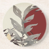 Burgund Abstrakte Wasserfarbe Sandstone Getränkeuntersetzer (Vorne)