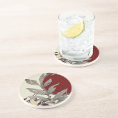 Burgund Abstrakte Wasserfarbe Sandstone Getränkeuntersetzer (Seite)