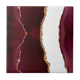 Burgund-Achat mit goldenen Glitteradern Fliese