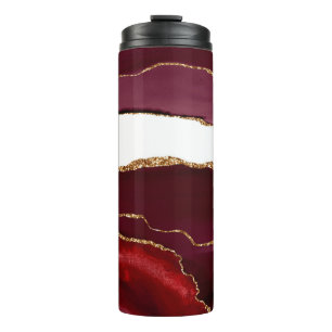 Burgund-Achat mit goldenen Glitteradern Thermosbecher