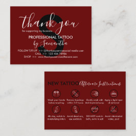 Burgund Aftercare Instructions Tattoo Vielen Dank Visitenkarte