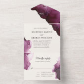 Burgund Alkohol Tinte Textur Hochzeit All In One Einladung (Innen Boden)